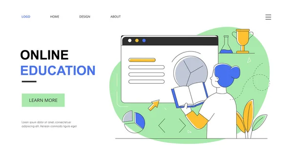 Online vzdělávání nebo e-learning abstraktní koncept — Stockový vektor