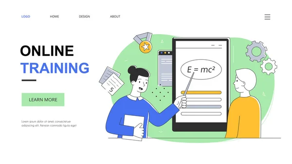 Onlineutbildning eller abstrakt koncept för e-lärande — Stock vektor
