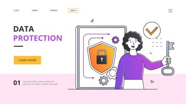Genç bir kadınla veri koruma kavramı
