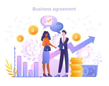 İş adamı ve iş kadını el sıkışıyor