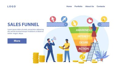 Satış hunisi soyut vektör kavramı