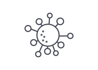 Covid-19 için bir virüs molekül yapısının beyaz simgesi üzerine siyah