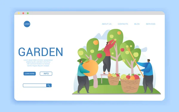 Bir bahçe ya da çiftlik bahçesi için web sitesi şablonu tasarımı — Stok Vektör