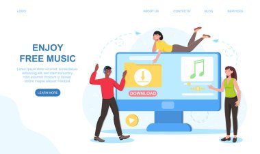 Erkek ve kadın karakterler web sitesinde ücretsiz müzik sağlıyorlar