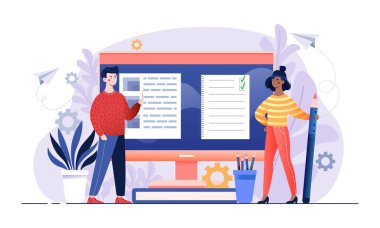 Erkek ve kadın karakterler içerik oluşturur