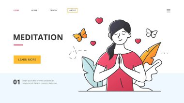 Modern genç kadın yoga yaparken dışarıda meditasyon yapıyor.