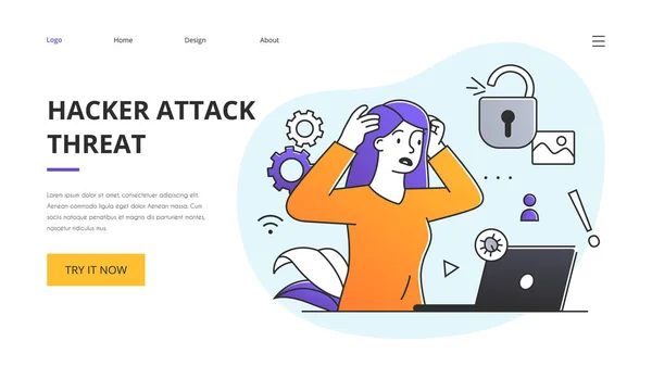 Hacker aanval abstract concept — Stockvector