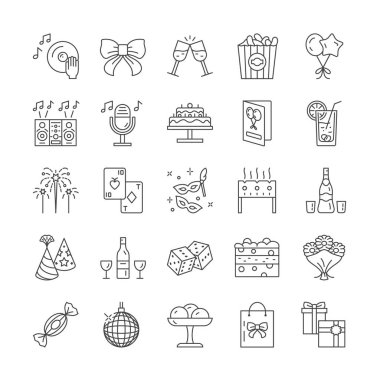 Büyük siyah beyaz çizgi parti simgeleri çizildi