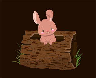 Cute little woodland or forest creatures poster design with hare clipart