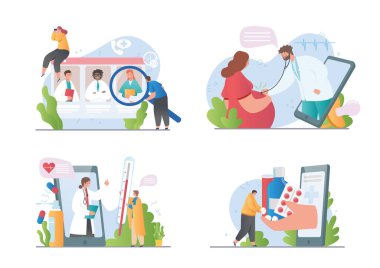 Online tıp konsepti danışmanlıkları ve eczaneleri gösteriyor