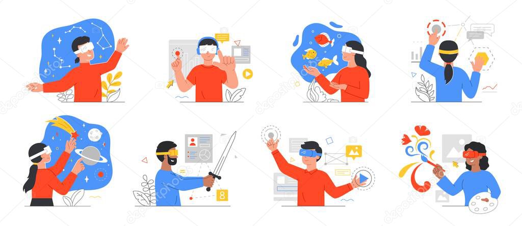 Augmented reality application designs with people wearing 3d goggles