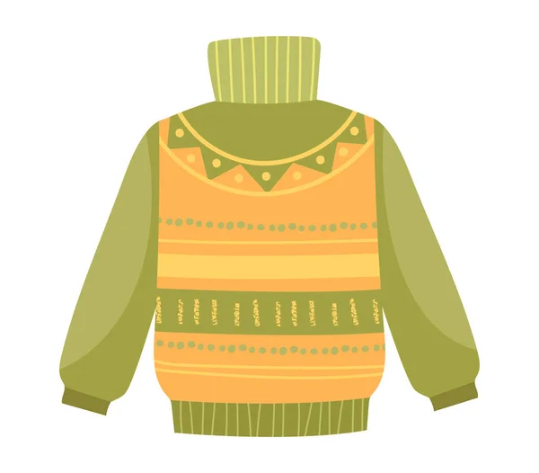 Netter, lebendiger, eleganter grüner und gelber Pullover — Stockvektor