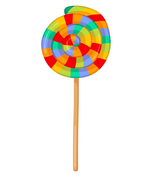 Colorful cute round candy on a stick on white background — Stock Vector