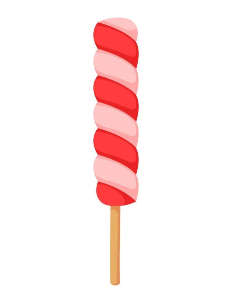 Colorful cute long striped candy on a stick on white background — Stock Vector