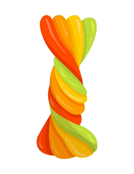 Colorful cute long striped interwined candy stick on white background — Stock Vector