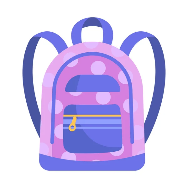 Cute small purple child backpack on white background — Stock Vector