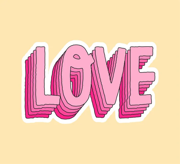 Cute fashion patch with love pink layer lettering — Stock Vector