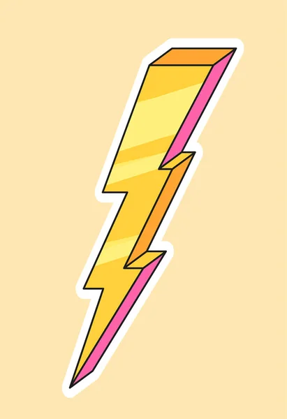 Cute fashion patch with yellow lightning — Stock Vector