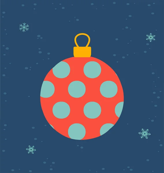 Noel ve yeni yıl için küçük bir Noel ağacı oyuncağı topuyla tebrik kartı. — Stok Vektör