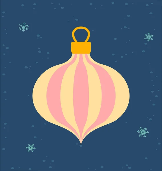 Carte de voeux pour Noël et le Nouvel An avec petite boule de jouet sapin de Noël — Image vectorielle
