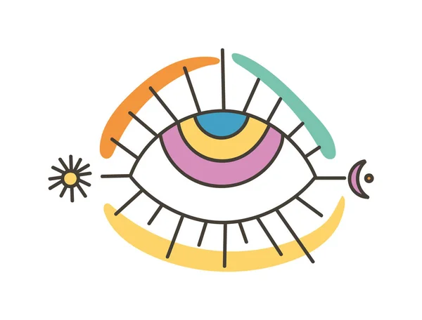 Kleurrijke oog talisman als een occultisme en profetie heilig symbool — Stockvector
