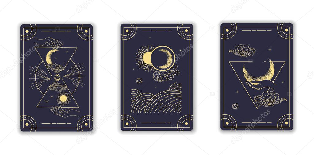 Beautiful blue magical tarot cards