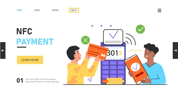 NFC支払い、ウェブ、ソーシャルメディアのオンライン支払い — ストックベクタ