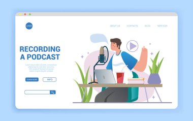 Genç bir radyo sunucusuyla podcast konsepti kaydediliyor