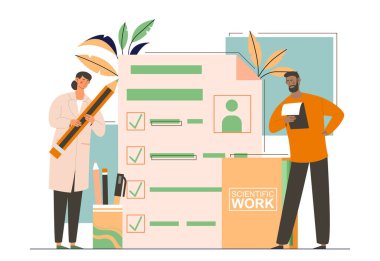 Kadın bilim adamı tıbbi test planı olarak rapor yazıyor.