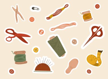 Güzel dikiş ekipmanlı çıkartma.