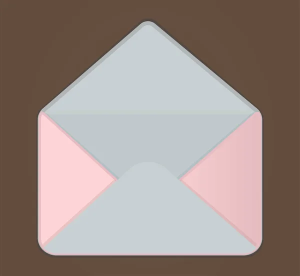 Aranyos rózsaszín nyitott boríték levél nélkül barna háttér — Stock Vector