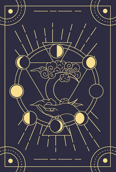 Hermosa tarjeta del tarot mágico azul simbólico — Vector de stock