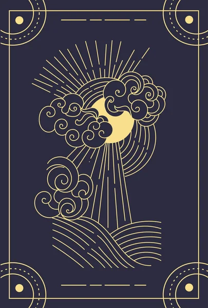 Belle carte de tarot magique bleue symbolique — Image vectorielle