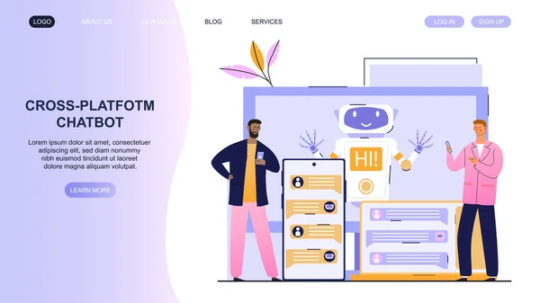 Chatbot-Plattform. KI Roboter Assistent für Benutzer — Stockvektor