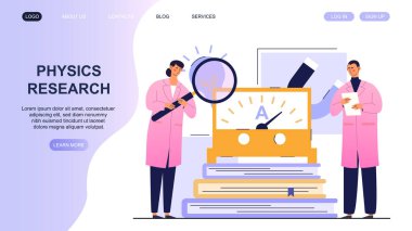 Çalışan insanlarla fizik laboratuvarı bilim adamı takım çalışması