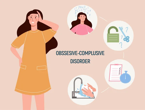 Obsessive compulsive disorder concept — Stock Vector