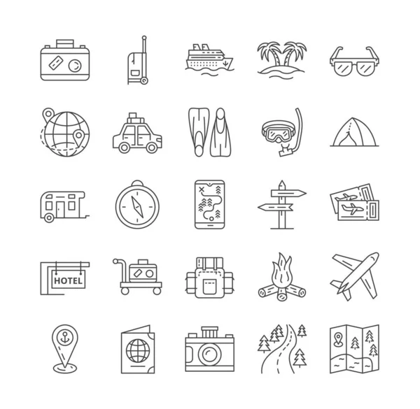 Iconos de línea de viaje — Archivo Imágenes Vectoriales