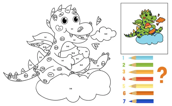 Libro para colorear para niños. Matemáticas para niños — Vector de stock