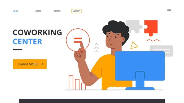 ホーム・コワーキング・センターのコンセプトで働く — ストックベクタ