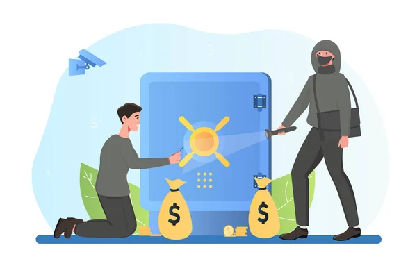Loupež vloupání bezpečné krást peníze nebo poklad — Stockový vektor