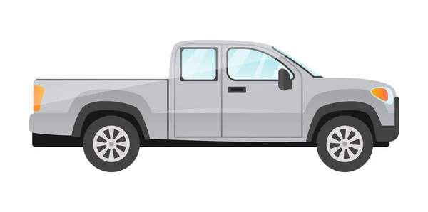 Nálepka šedé pickup cestující auto na bílém pozadí — Stockový vektor