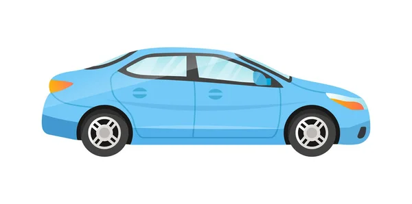 Sticker van blauwe sedan op witte achtergrond — Stockvector