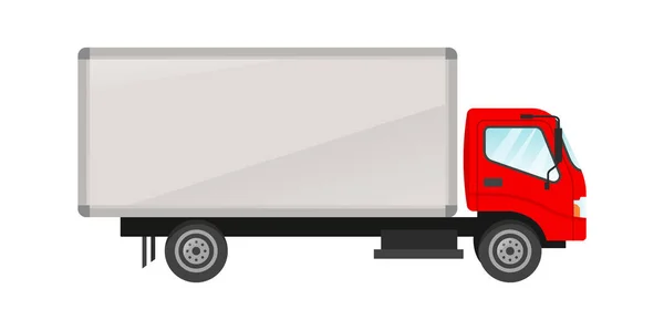 Sticker of red utility truck on white background — Stock Vector