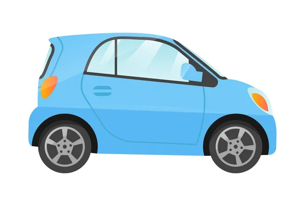 Nálepka malého modrého městského auta na bílém pozadí — Stockový vektor