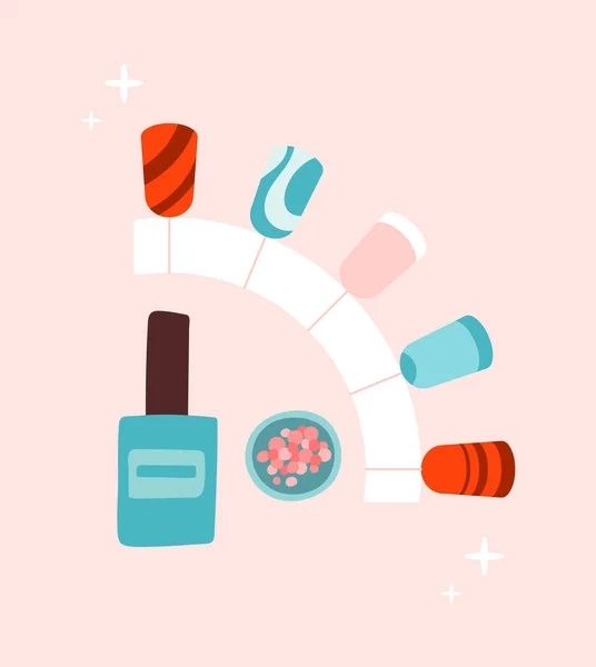 Naklejka manicure dla kobiet polski na różowym tle — Wektor stockowy