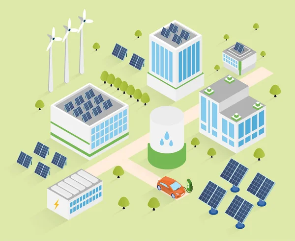 Inteligentní distribuční soustava energie z obnovitelných zdrojů. — Stockový vektor