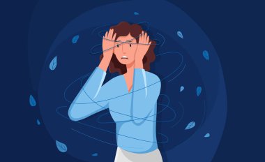 Sinir bozukluğu olan hayal kırıklığına uğramış kadın karakteri endişe ve kafa karışıklığı hisseder.