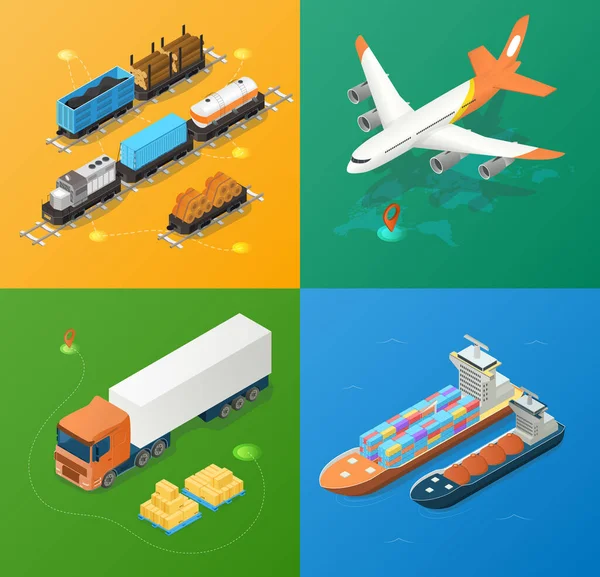 Logistica e trasporti del settore merci — Vettoriale Stock