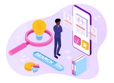 Erkek karakter iş için en iyi adayı seçer.