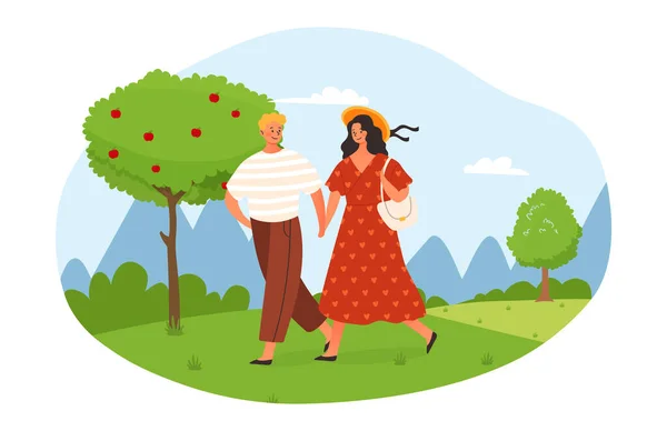 Couple amoureux tenant la main, passer du temps ensemble — Image vectorielle